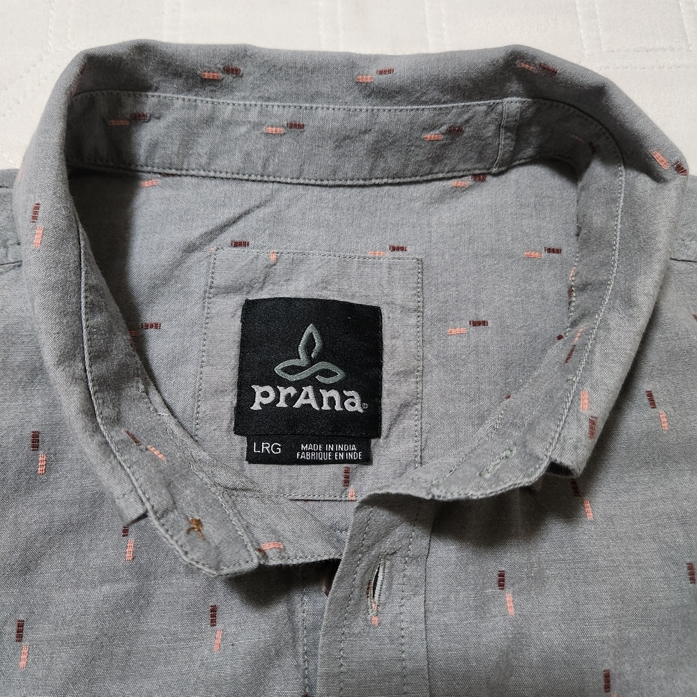 Prana Broderick Gray Button-Down Patterned Men's … - image 3